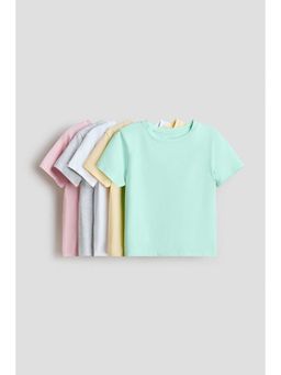H&M - Girls Turquoise 5-Pack Cotton T-Shirts