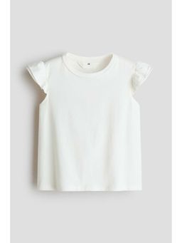 H&M - Girls White Flutter-Sleeved Top