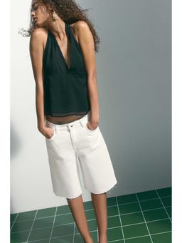 H&M - Women White Denim Bermuda Shorts