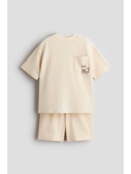 H&M - Boys Beige 2-Piece Textured Jersey Set