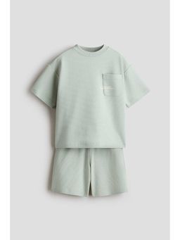 H&M - Boys Turquoise 2-Piece Textured Jersey Set