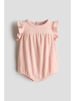 H&M - Girls Pink Cotton Terry Romper Suit