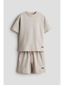H&M - Boys Beige 2-Piece Textured Jersey Set