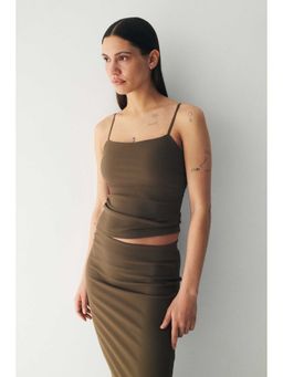 H&M - Women Brown Cooling Four-Way Stretch Slim Fit Strappy Top