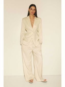 H&M - Women White Slim Fit Linen-Blend Blazer