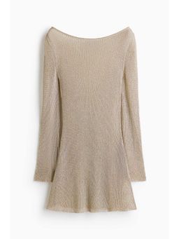 H&M - Women Beige Shimmery Flared-Skirt Dress