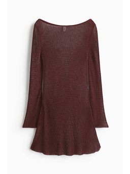 H&M - Women Brown Shimmery Flared-Skirt Dress