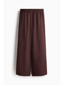 H&M - Women Brown Linen-Blend Ankle-Length Trousers