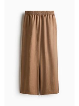H&M - Women Beige Linen-Blend Ankle-Length Trousers