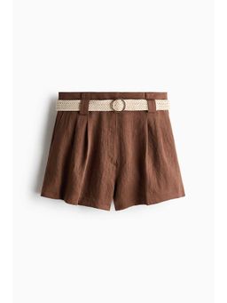 H&M - Women Brown Belted Tailored Shorts