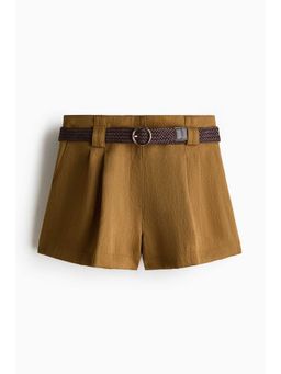 H&M - Women Beige Belted Tailored Shorts