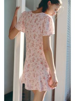 H&M - Women Pink Flared-Skirt Viscose Dress