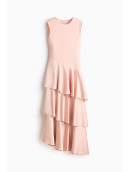 H&M - Women Pink Satin-Skirt Ponte Di Roma Dress