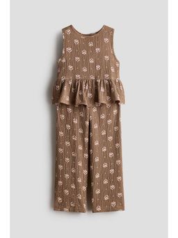 H&M - Girls Brown 2-Piece Crinkled Jersey Set