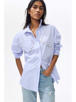 H&M - Women Purple Broderie Anglaise Cotton Shirt