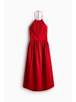 H&M - Women Red Ruched Halterneck Dress