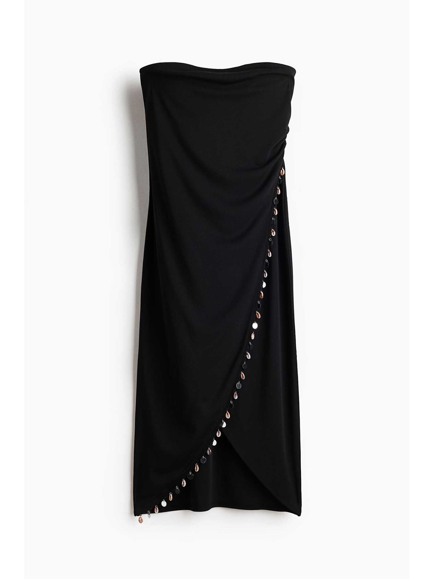 Women Black Embellished Bandeau Dress-image-1