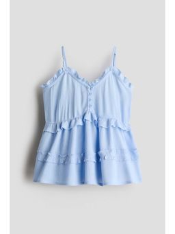 H&M - Girls Blue Frill-Trimmed Viscose Top