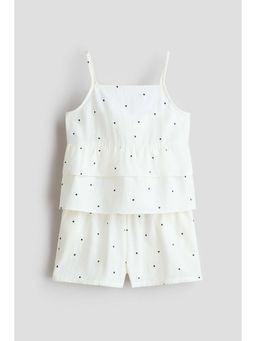 H&M - Girls White 2-Piece Printed Cotton Set