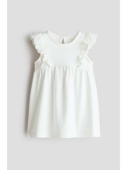 H&M - Girls White Frill-Trimmed Cotton Dress