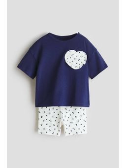 H&M - Girls Blue 2-Piece Top And Cycling Shorts Set