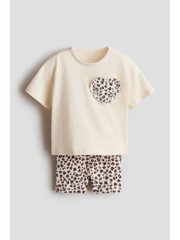 H&M - Girls Beige 2-Piece Top And Cycling Shorts Set