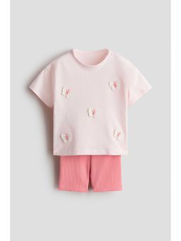 H&M - Girls Pink 2-Piece Top And Cycling Shorts Set