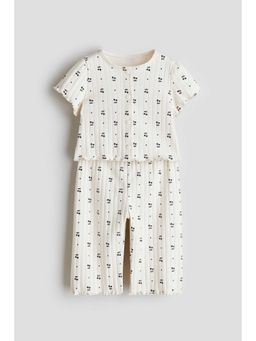 H&M - Girls White 2-Piece Ribbed Cotton Set