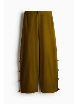 H&M - Women Green Linen-Blend Cut-Out Trouser