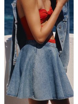 H&M - Women Blue Circle-Cut Denim Skirt