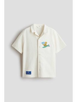 H&M - Boys White Embroidered-Motif Resort Shirt