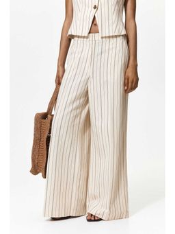 H&M - Women Beige Tailored Linen-Blend Trousers