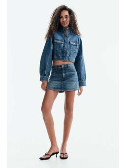 H&M - Women Blue Cropped Denim Jacket