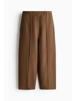 H&M - Women Brown Linen-Blend Barrel Trouser