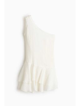 H&M - Women White Flounced One-Shoulder Dress