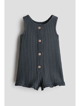 H&M - Girls Grey Waffle-Knit Romper Suit