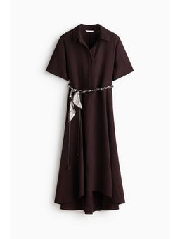H&M - Women Brown Tie-Belt Shirt Dress