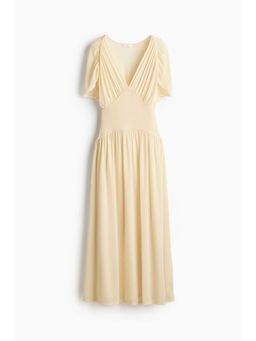 H&M - Women Yellow Sheer Jersey Midi Dress