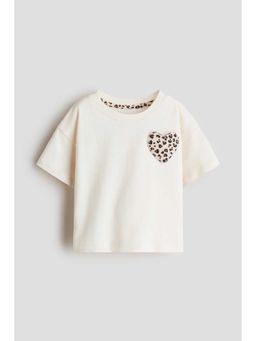 H&M - Girls Beige Embellished T-Shirt