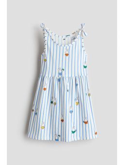 H&M - Girls White Printed Cotton Dress