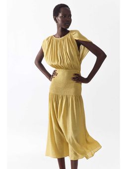 H&M - Women Yellow Smocked Cape-Detail Dress