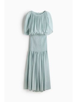 H&M - Women Turquoise Smocked Cape-Detail Dress