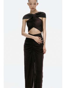 H&M - Women Brown Cape-Detail Cut-Out Dress