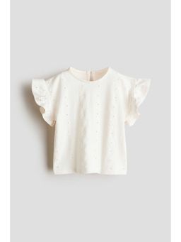 H&M - Girls White Flutter-Sleeved Broderie Anglaise Top