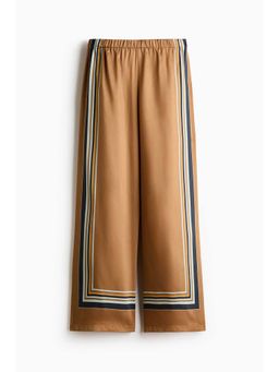 H&M - Women Beige Wide Satin Trousers