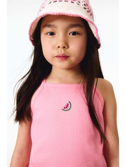 H&M - Girls Pink Embroidery-Detail Strappy Top