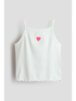 H&M - Girls White Embroidery-Detail Strappy Top
