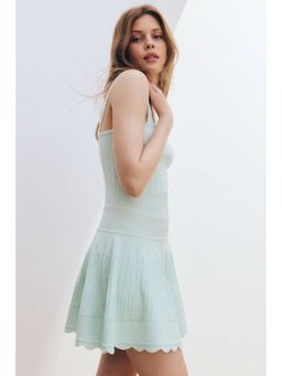 H&M - Women Turquoise Knitted Flared-Skirt Dress
