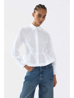 H&M - Women White Poplin Peplum Shirt