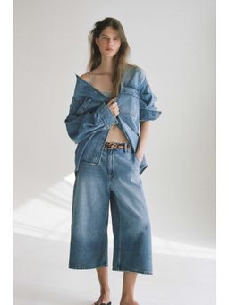 H&M - Women Blue Wide High Waist Culotte Jeans